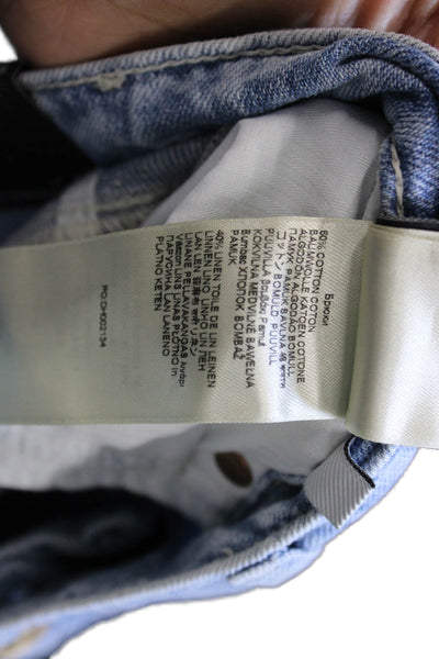 7 For All Mankind Women Straight Jeans Blue High Rise 34 Inseam Cotton Size 31