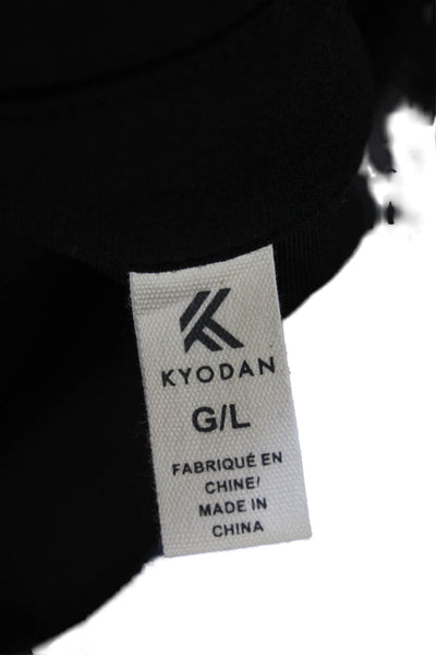 Kyodan Womens Shirt Dress Black Collared Short Sleeve Zip Polyester Size L