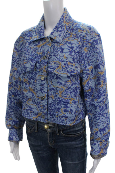 Derek Lam 10 Crosby Women Basic Jacket Blue Floral Long Sleeve Size 10