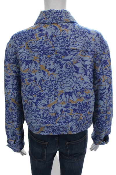 Derek Lam 10 Crosby Women Basic Jacket Blue Floral Long Sleeve Size 10