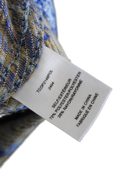 Derek Lam 10 Crosby Women Basic Jacket Blue Floral Long Sleeve Size 10