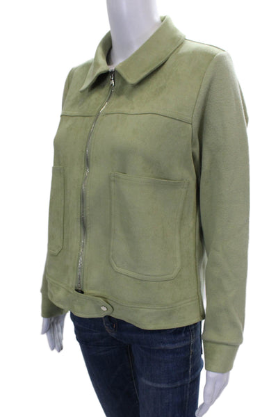 Sioni Womens Green Basic Jacket Viscose Long Sleeve Zip Size M