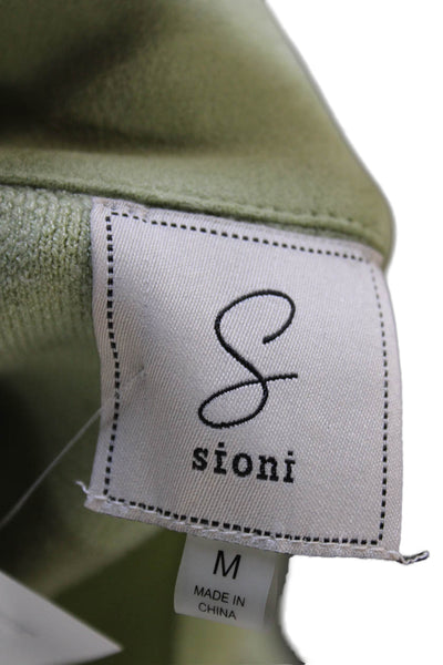 Sioni Womens Green Basic Jacket Viscose Long Sleeve Zip Size M