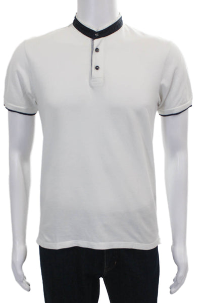 Zara Man Mens Henley Short Sleeve Cotton Top White Size M
