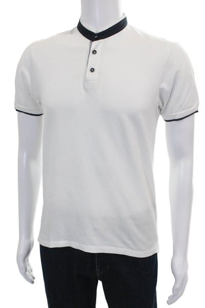 Zara Man Mens Henley Short Sleeve Cotton Top White Size M