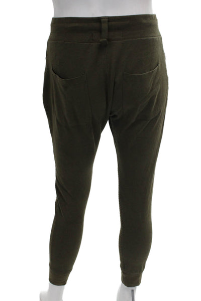 Zara Man Mens Green Cotton Blend Jogger Pants Drawstring Size S