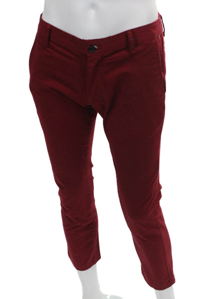 Zara Man Mens Red Cotton Chino Pants Button Closure Size 36
