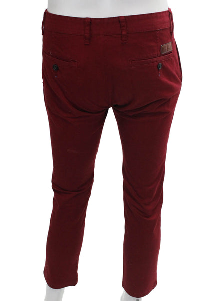 Zara Man Mens Red Cotton Chino Pants Button Closure Size 36