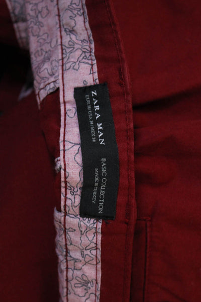 Zara Man Mens Red Cotton Chino Pants Button Closure Size 36