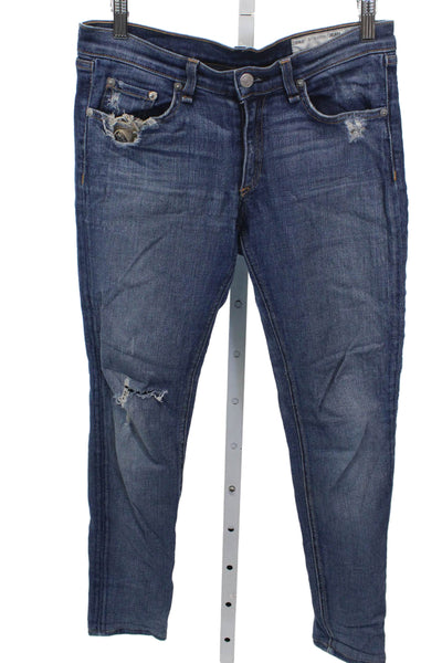 Rag & Bone Womens Skinny Jeans Blue High Rise Button Size 27