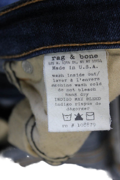 Rag & Bone Womens Skinny Jeans Blue High Rise Button Size 27