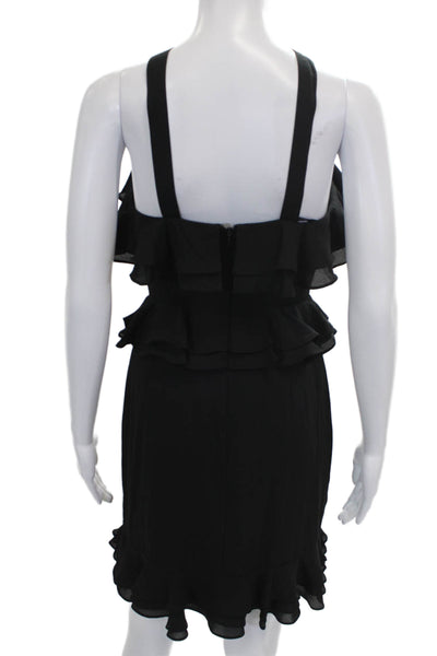 Tahari Women Sheath Dress Black Halter Sleeveless Zip Polyester Mini Size 0