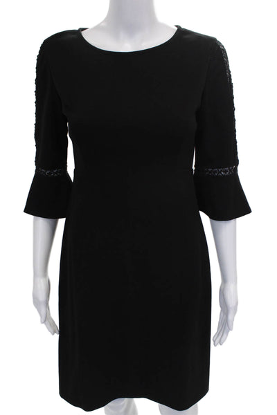 Lauren Ralph Lauren Women Sheath Dress Black Boat Neck 3/4 Sleeve Size 4