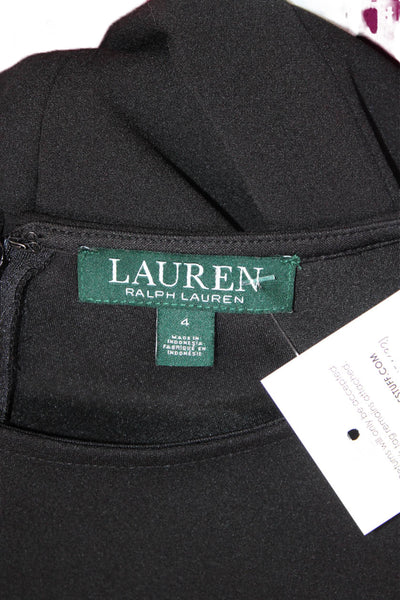 Lauren Ralph Lauren Women Sheath Dress Black Boat Neck 3/4 Sleeve Size 4