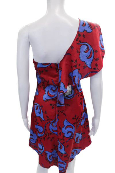 Versace Jeans Couture Women Red One Shoulder Floral Mini Dress Size 2