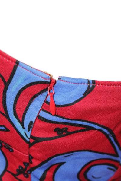 Versace Jeans Couture Women Red One Shoulder Floral Mini Dress Size 2