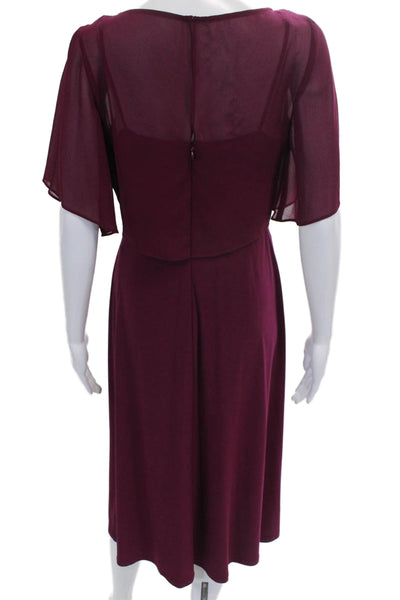Lauren Ralph Lauren Womens Purple Wrap Dress V-Neck Knee-Length Size 2