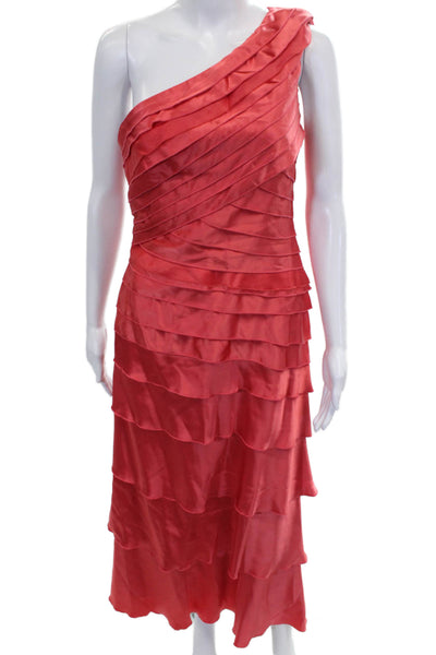 Kay Unger Women Fit & Flare One Shoulder Red Knee Length Dress Size 2