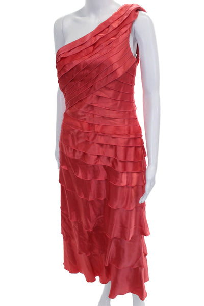 Kay Unger Women Fit & Flare One Shoulder Red Knee Length Dress Size 2