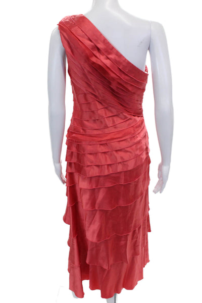 Kay Unger Women Fit & Flare One Shoulder Red Knee Length Dress Size 2
