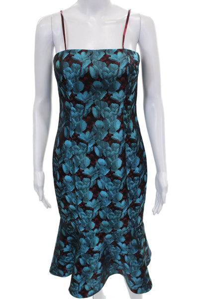 Aidan Mattox Women Mermaid Blue Sweetheart Zip Sleeveless Polyester Dress Size 4