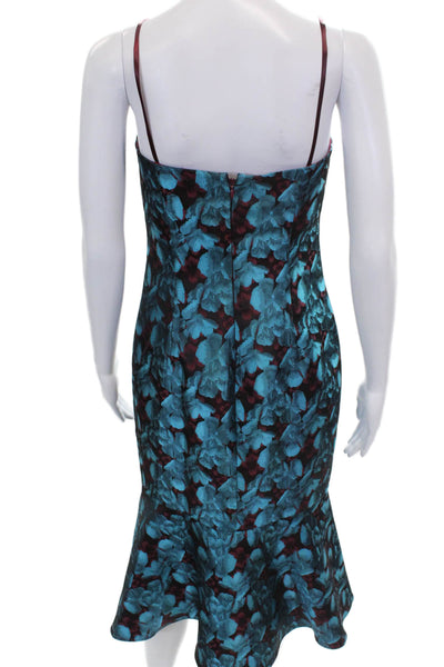 Aidan Mattox Women Mermaid Blue Sweetheart Zip Sleeveless Polyester Dress Size 4