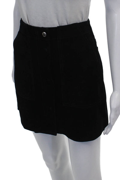 Rag & Bone Jean Women A-Line Suede Mini Skirt Black Size 0