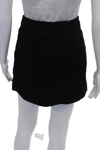 Rag & Bone Jean Women A-Line Suede Mini Skirt Black Size 0
