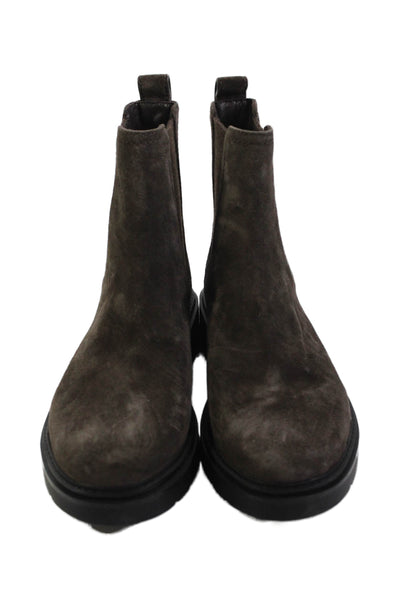 Vince Womens Suede Stretch Inset Water Repellant Ankle Boots Brown Size 7 Medium