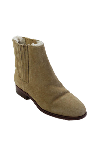 J Crew Womens Suede Stretch Inset Pull On Ankle Boots Beige Size 6.5