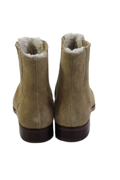 J Crew Womens Suede Stretch Inset Pull On Ankle Boots Beige Size 6.5