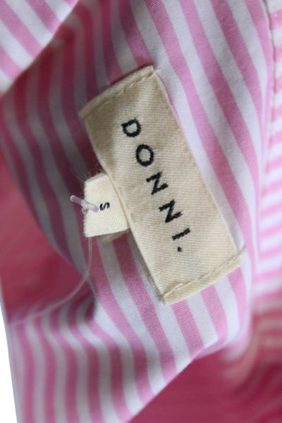 Donni Womens Striped Cotton Collared Long Sleeve Button-Up Top Pink Size S