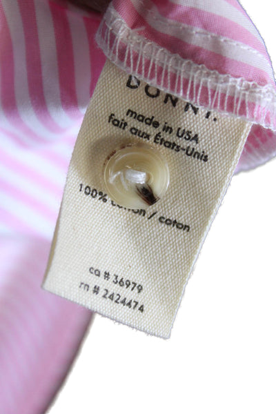 Donni Womens Striped Cotton Collared Long Sleeve Button-Up Top Pink Size S