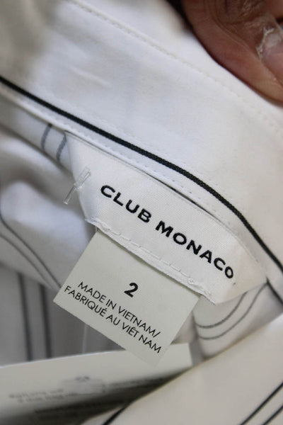 Club Monaco Womens Shirt Dress White Striped Cotton 3/4 Sleeve Size 2