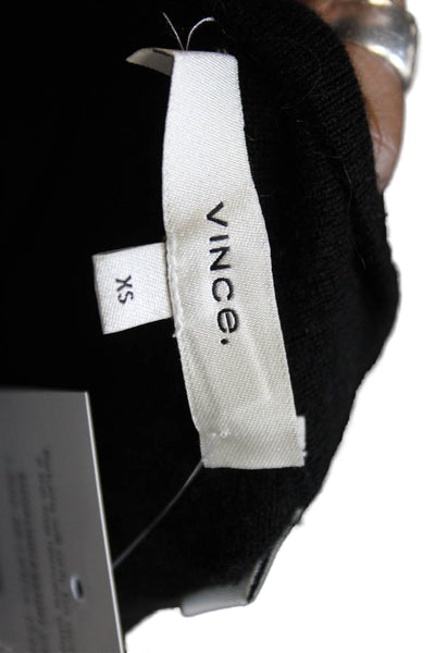 Vince Women Pullover Sweater Black Mock Neck 3/4 Sleeve Wool Size XS