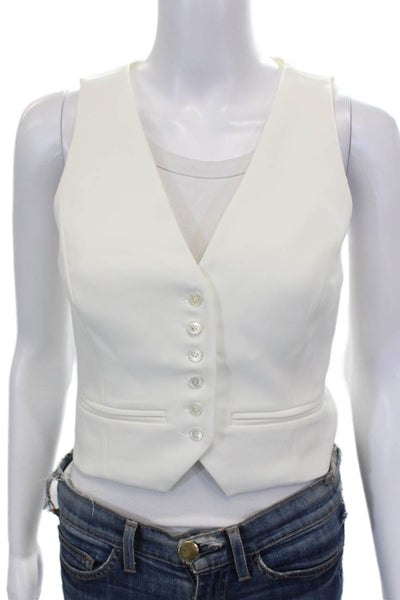 Favorite Daughter Womens Sleeveless V Neck Blouse White Button Size XS