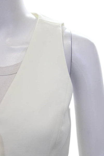 Favorite Daughter Womens Sleeveless V Neck Blouse White Button Size XS