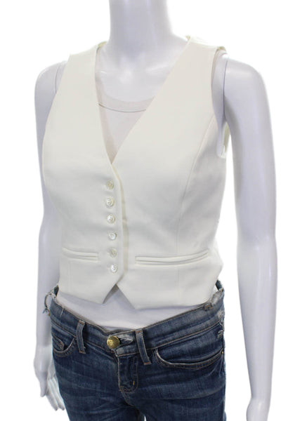 Favorite Daughter Womens Sleeveless V Neck Blouse White Button Size XS