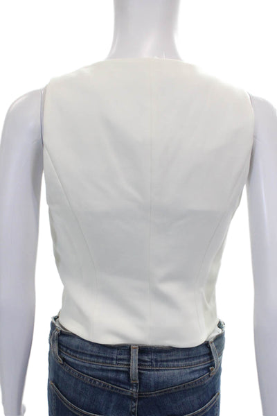 Favorite Daughter Womens Sleeveless V Neck Blouse White Button Size XS