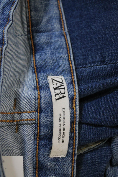 Zara Mens Skinny Jeans Blue Mid Rise Button Cotton Blend Size 30