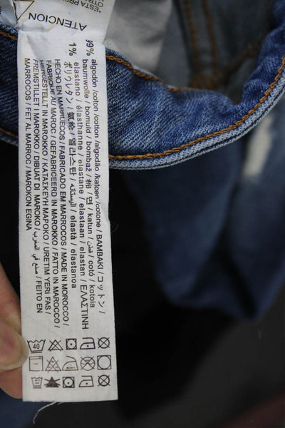 Zara Mens Skinny Jeans Blue Mid Rise Button Cotton Blend Size 30