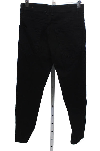 Zara Womens Skinny Jeans Black Cotton Blend Mid Rise Button Size 29