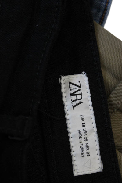 Zara Womens Skinny Jeans Black Cotton Blend Mid Rise Button Size 29