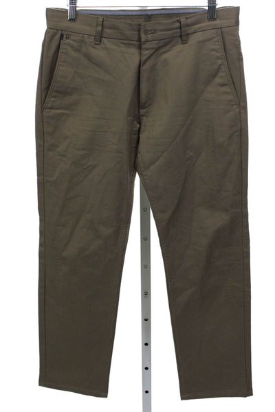 Zara Man Mens Chino Pants Brown Cotton Button Inseam 26 Size 30
