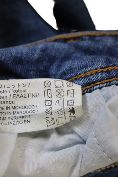 Zara Mens Skinny Jeans Blue Mid Rise Button Cotton Blend 25in Size 31