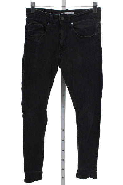 Zara Mens Skinny Jeans Black Button Cotton Mid Rise Size 30