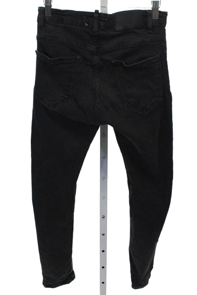 Zara Mens Skinny Jeans Black Button Cotton Mid Rise Size 30