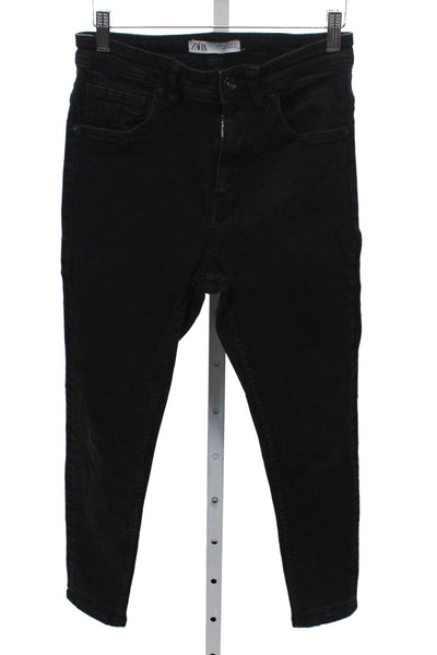 Zara Womens Black Skinny Jeans Mid-Rise Cotton Blend Size 30