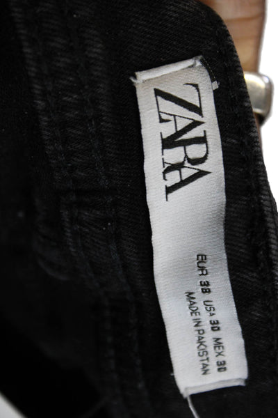 Zara Womens Black Skinny Jeans Mid-Rise Cotton Blend Size 30