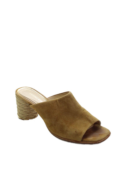 Paloma Barcelo Womens Block Heel Suede Single Strap Slide Sandals Brown Size 40